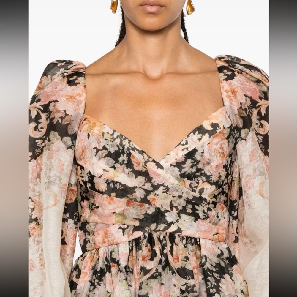 Zimmermann Illustration Pleated Silk-Linen Blend Organza Mini Dress - Picture 4 of 9